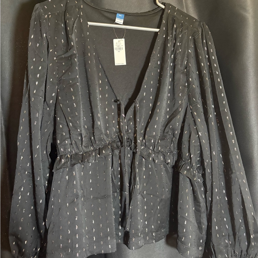 Old Navy Black Blouse with Silver Accents